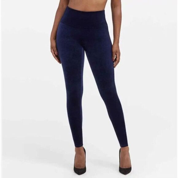 NWOT Spanx Lapis Night Velvet Leggings Stretch Ankle Length Size Large Shapewear - Picture 2 of 11